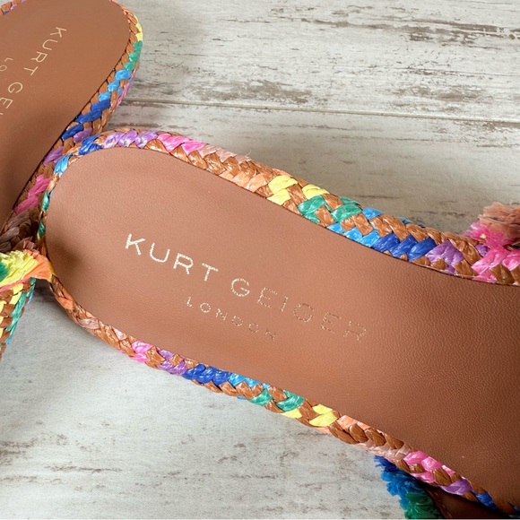 Kurt Geiger Kensington Eagle Casual Flat Raffia Slide Sandals EU 39 Rainbow New - Picture 11 of 14